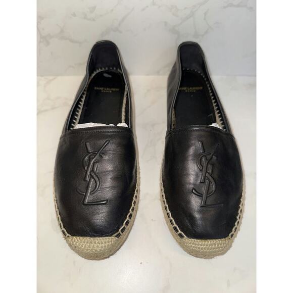Saint Laurent (YSL) Shoes - YSL Embossed Logo Leather Espadrilles - Like New